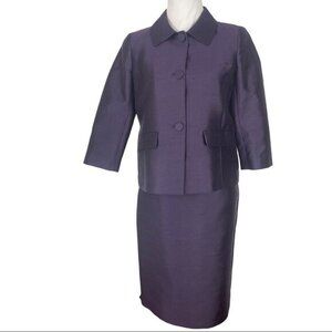 Talbots Women's Purple Boss Silk Modern Career Suit Blazer‎ 4/C36- Skirt 2/W29
